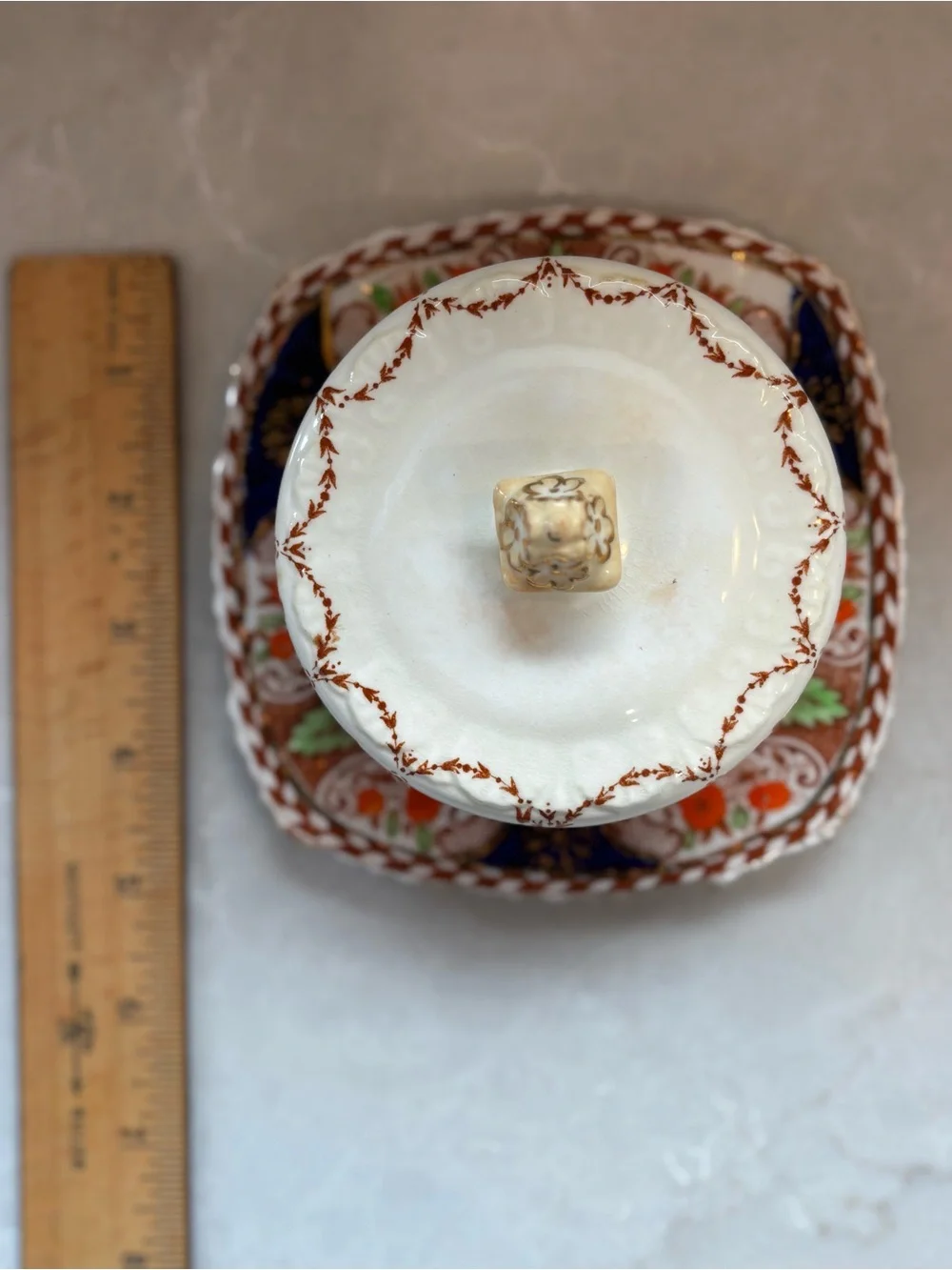 Vintage Royal Stafford Imari Covered Butter Dish Dome English Bone China 1930s